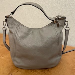 Michael Kors pebbled gray leather hobo crossbody. Branded lining & hardware